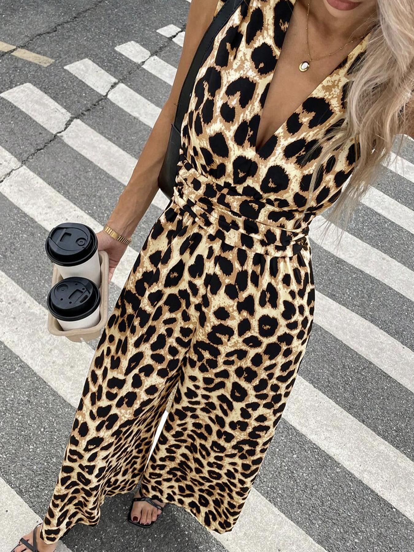 Women's Jumpsuit Leopard Print Elegant Evening Dress