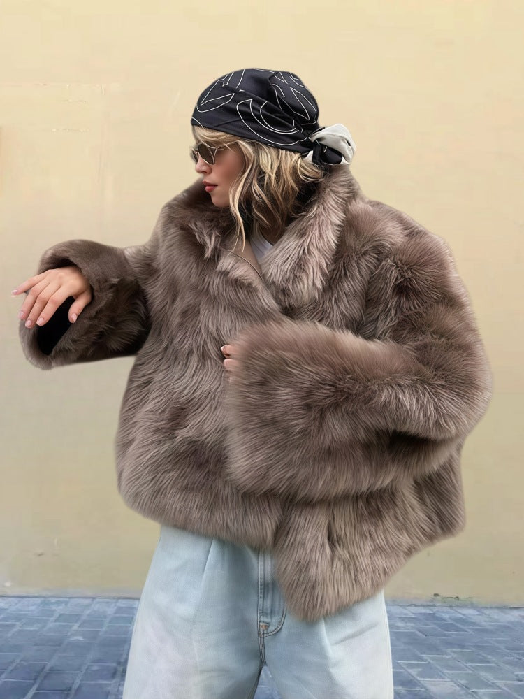 Women's Luxury Faux Fur Coat Elegant Design