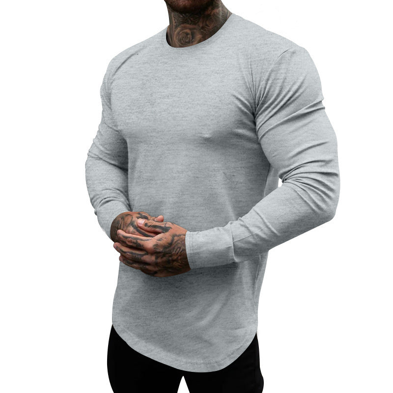 Men's Long-Sleeve T-Shirt Soft Cotton Crew Neck