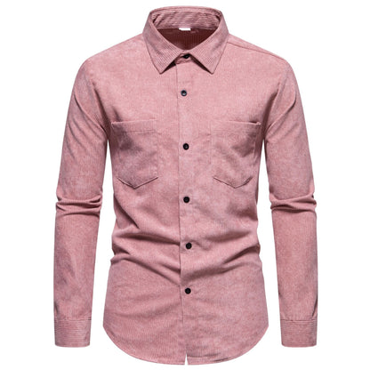 Men's Corduroy Shirt Classic Elegant Chest Pocket