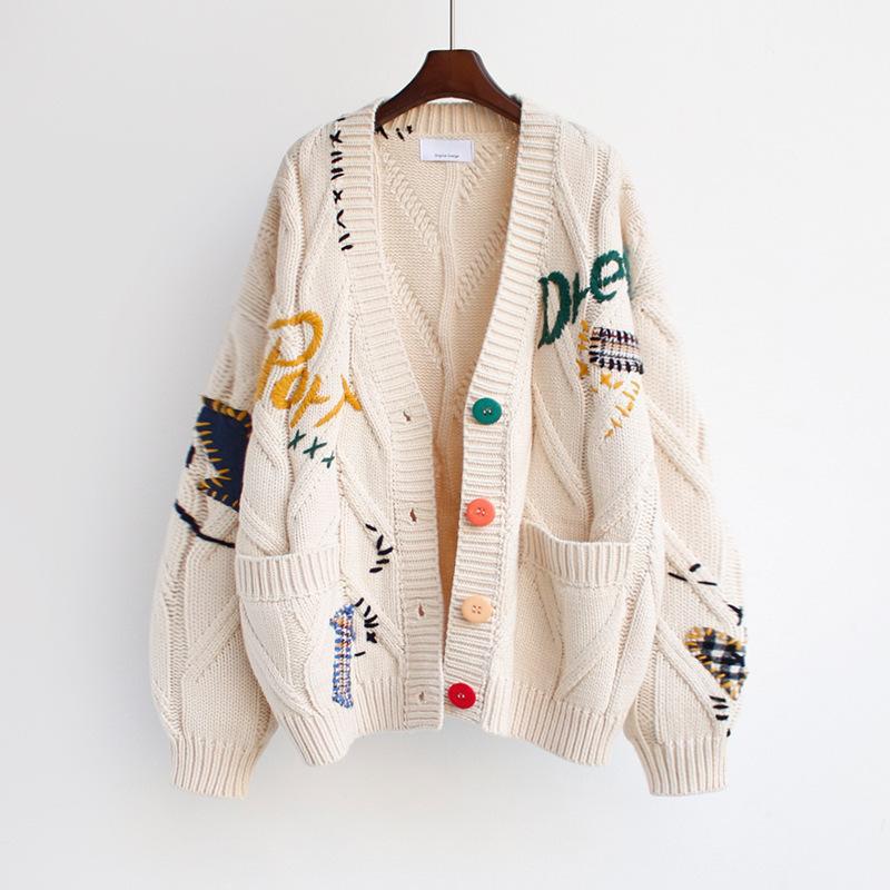 Women's Knitted Cardigan Colorful Buttons Unique