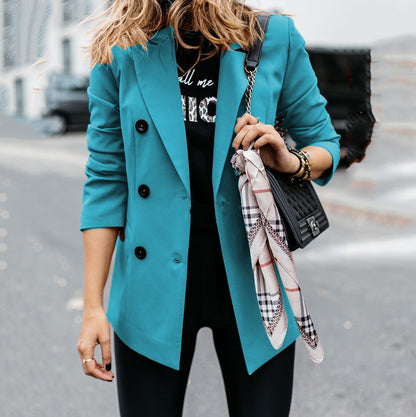 Women's Blazer Elegant Tailored Double-Breasted