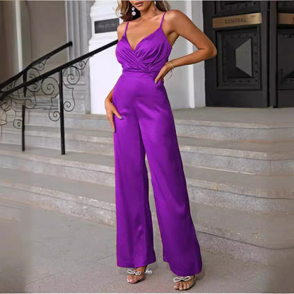 Women's Elegant Slim-Fit Shoulder-Cut Jumpsuit