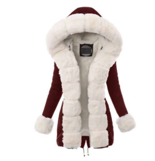 Ladies Fleece Jacket Luxury Faux Fur Collar Women's Coat