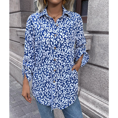 Damenbluse Leicht Animal-Print Komfort-Schnitt