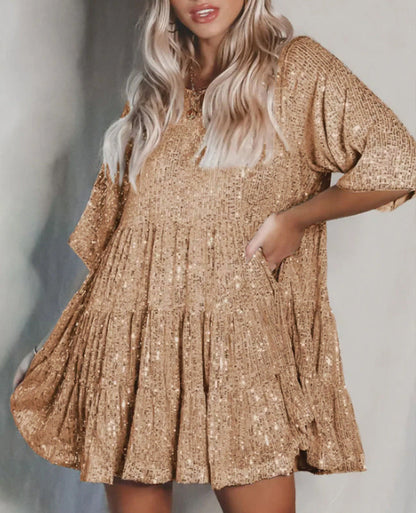Damen Partykleid Glitzer Effekt Abendkleid