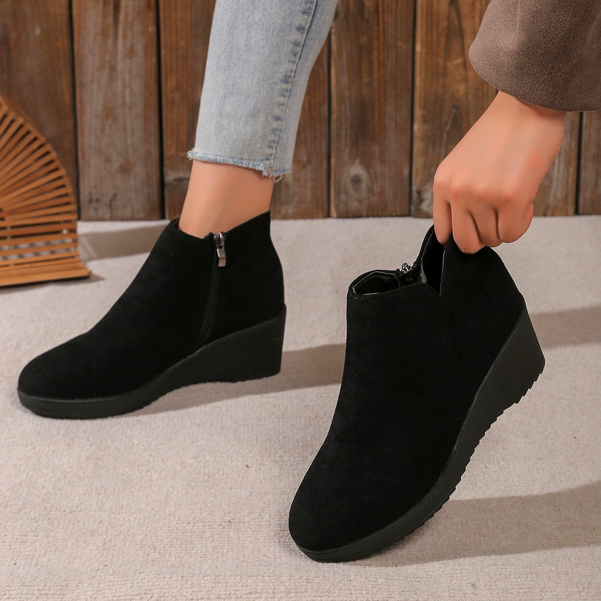 Women's Wedge Boots Soft Suede Shoes
