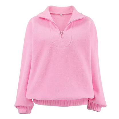 Women's Soft Fleece Pullover Short Zipper