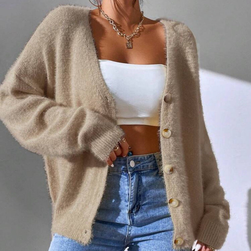 Women's Soft Knit Casual Gold Cardigan