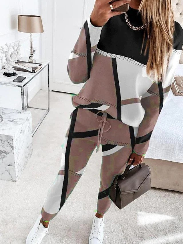 Women's Geometric Trendy Athletic Lounge Set