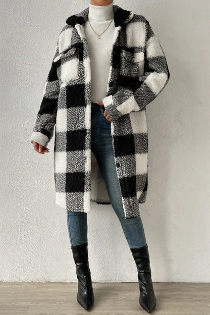 Women's Warm Plaid Teddy Jacket Coat