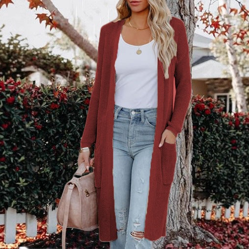 Women's Knitted Cardigan Casual Open Front Pockets