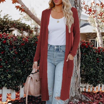 Women's Knitted Cardigan Casual Open Front Pockets