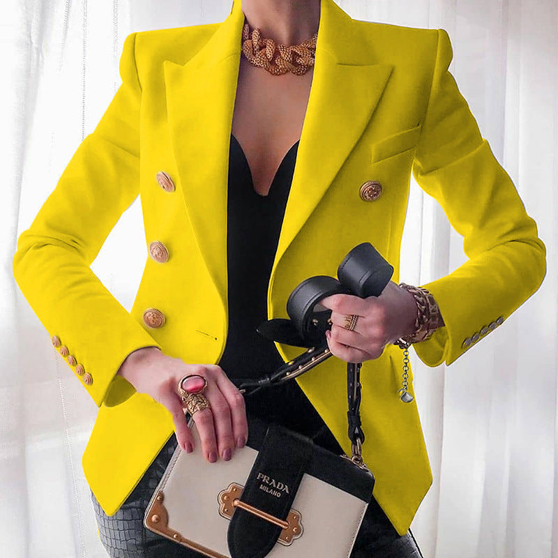 Women's Blazer Elegant Gold Buttons Business Suit