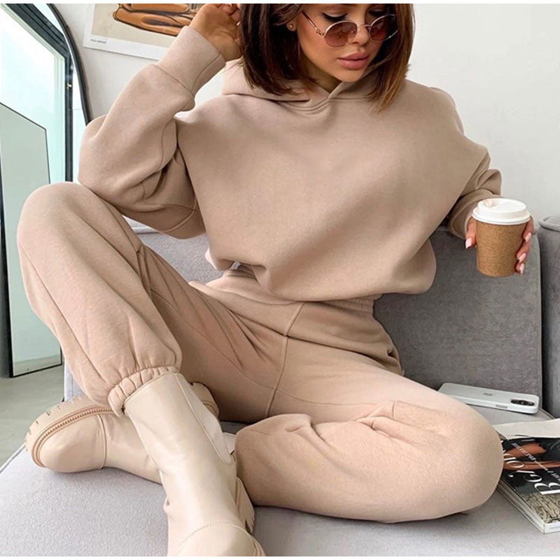 Women's Jogging Suit Set Hooded Elastic Comfortable