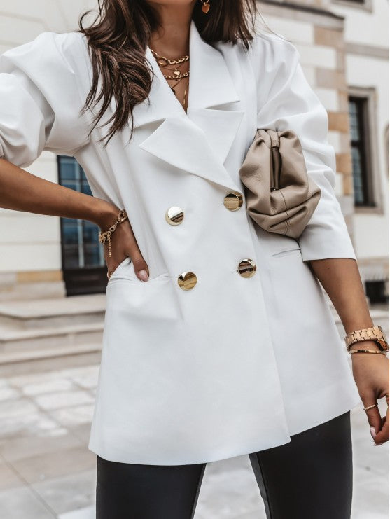 Women's Elegant Puff Sleeve Hip-Length Blazer
