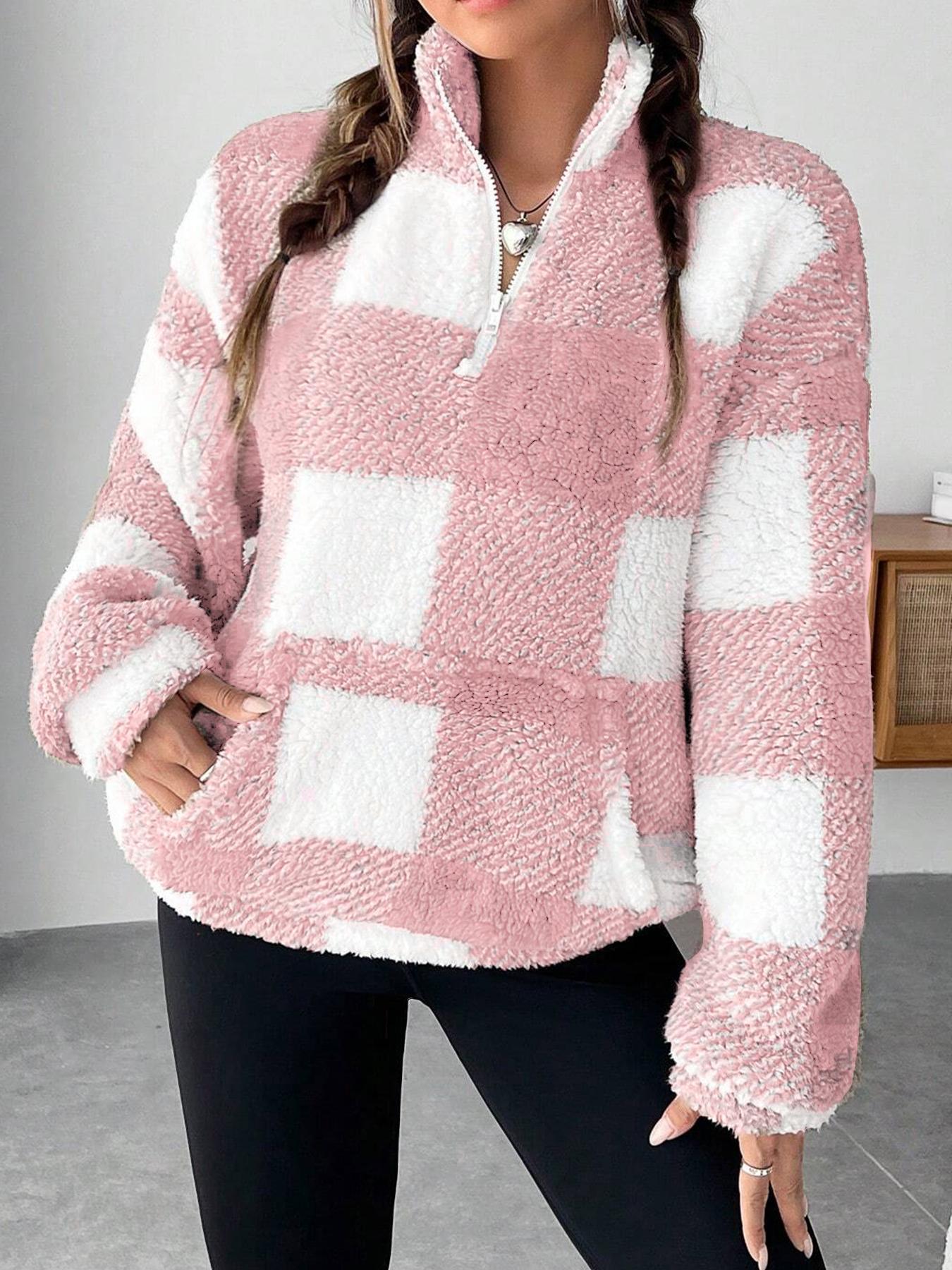 Women's Warm Fleece Jacket with Zipper and Pockets