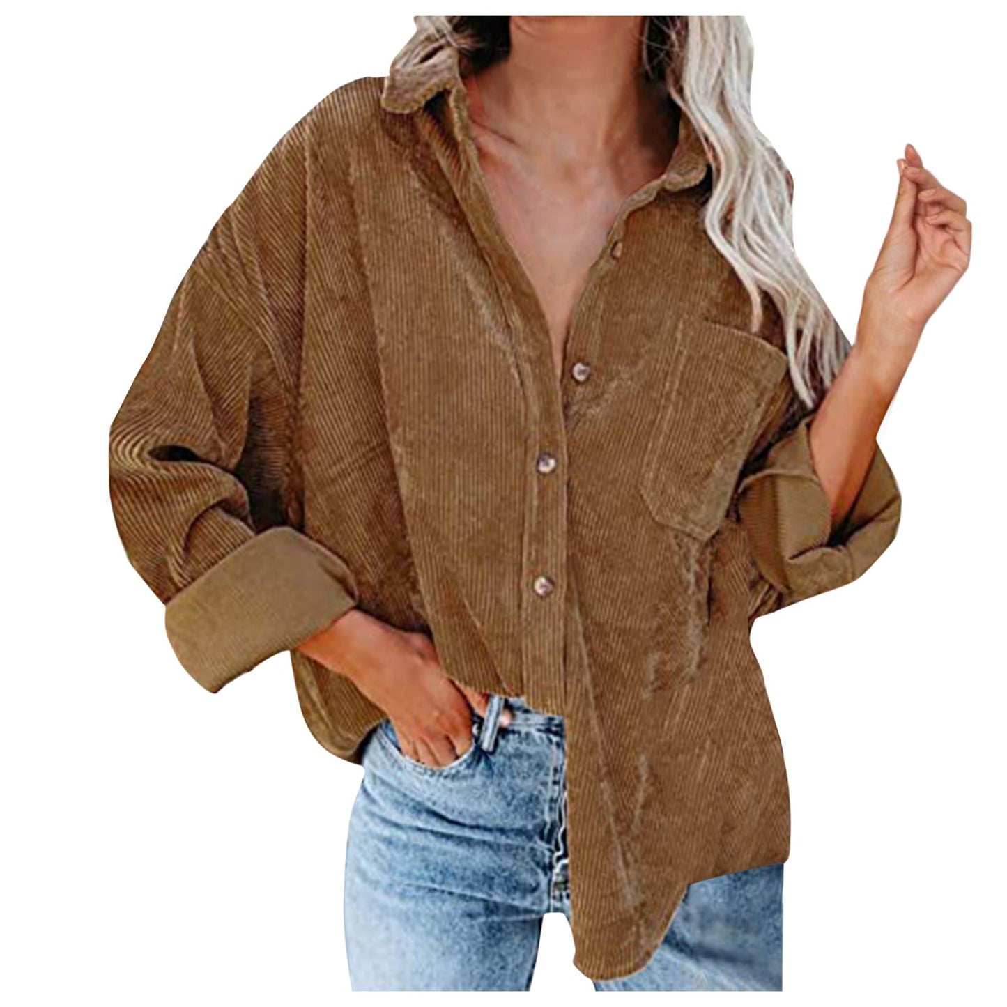 Women's Oversized Corduroy Blouse Comfortable Elegant