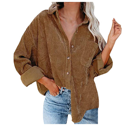 Women's Oversized Corduroy Blouse Comfortable Elegant