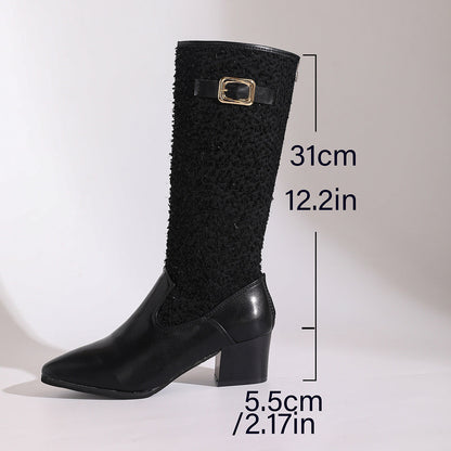Women's Over-the-Knee Boots Elegant Knit Pattern