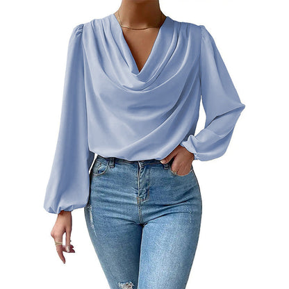 Elegant Women's Blouse Long-sleeved Asymmetrical Chic