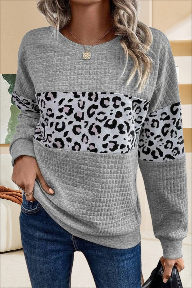 Women's Sweatshirt Leopard Print Structured Stylish