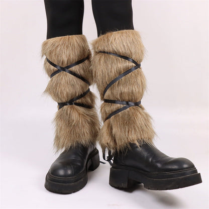 Women's Wool Leg Warmers With Straps Elegant