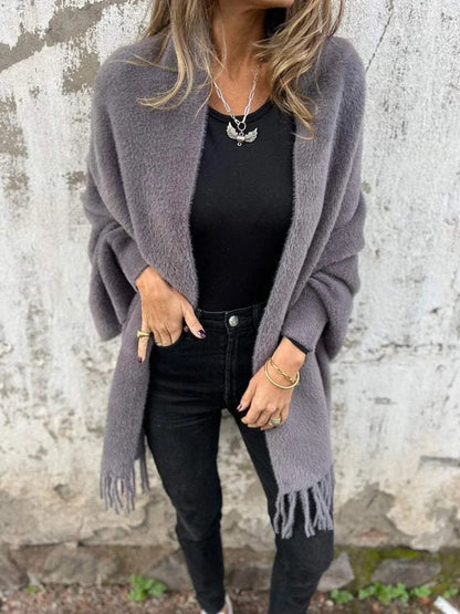 Soft Women's Poncho with Fringes Trendy Gift