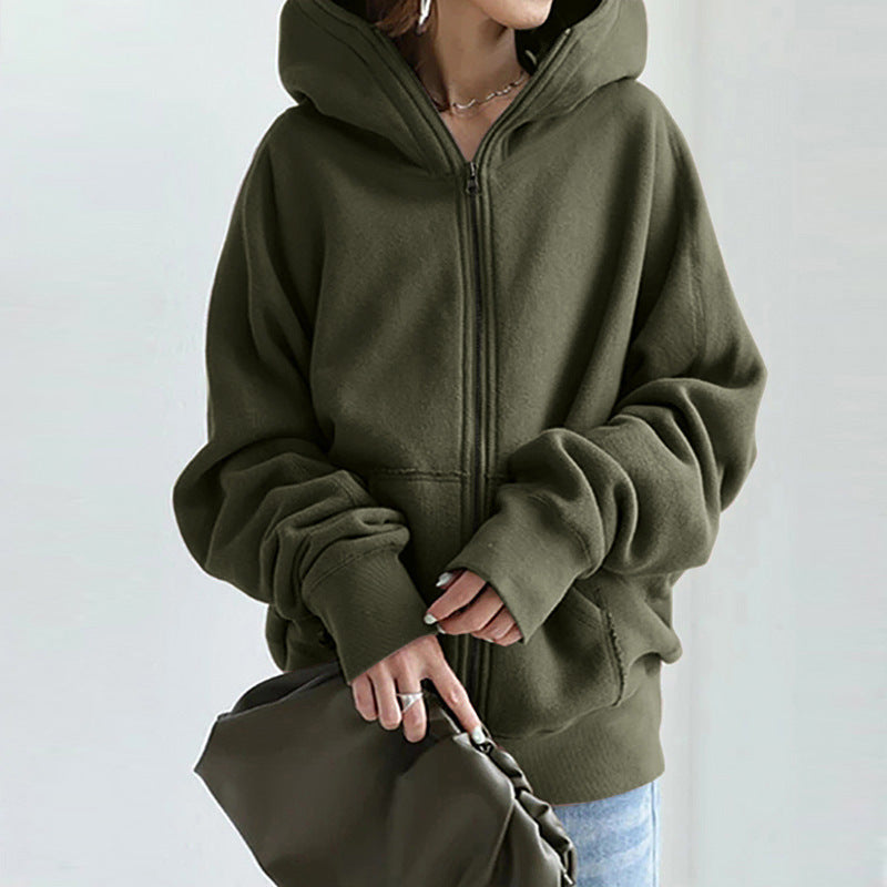 Comfortable winter jacket hood zipper