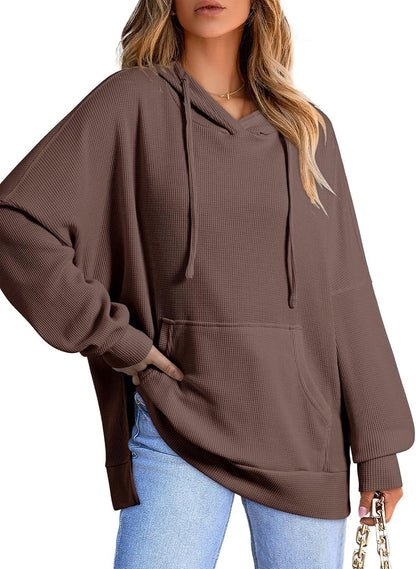 Damen Oversized Pullover Kapuze Weite Passform