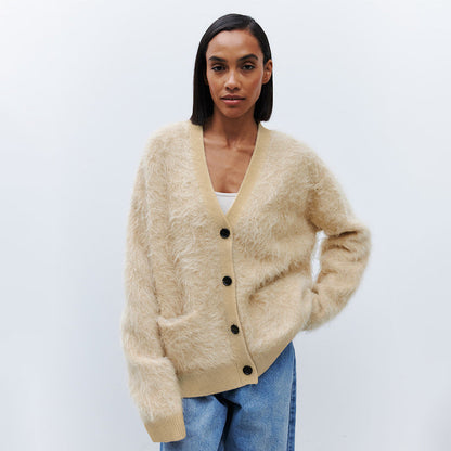 Women's Soft Mohair Cardigan Button Fastening Elegant