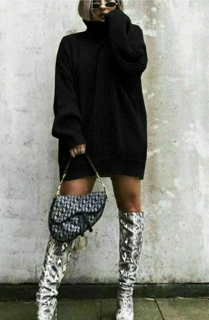 Women's Knitted Jumper Oversized Waffle Knit Trendy Style