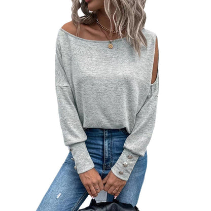 Women's Off-Shoulder Top with Buttons Elegant Design