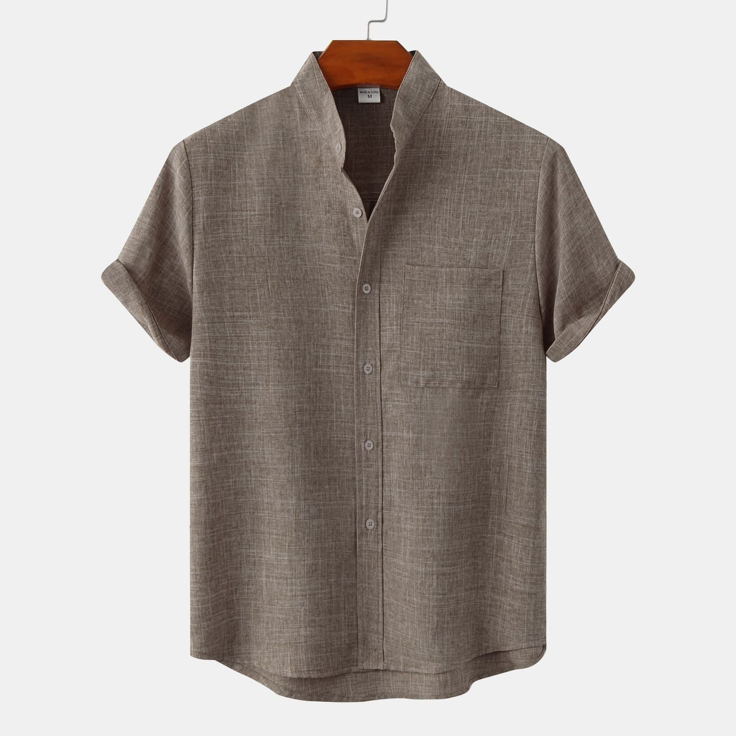 Men's Short-Sleeved Modern Stand-Up Collar Shirt