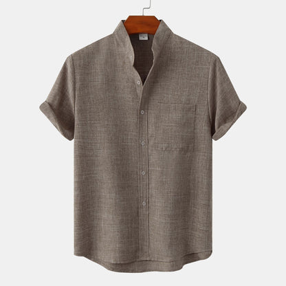 Men's Short-Sleeved Modern Stand-Up Collar Shirt