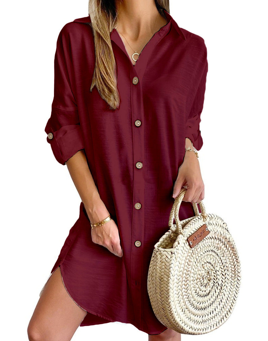 Women's Blouse Dress Elegant Button Details