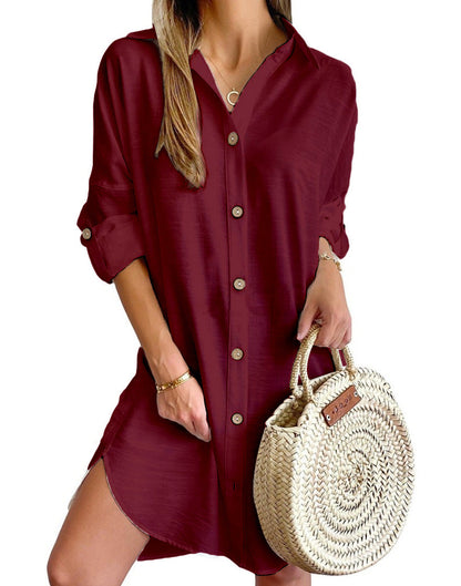 Women's Blouse Dress Elegant Button Details