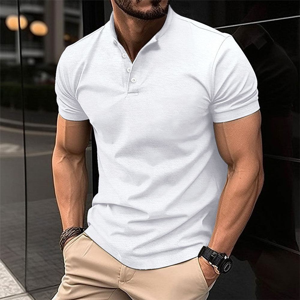 Men's Polo Shirt Modern Stand-Up Collar Lightweight Cotton Shirt