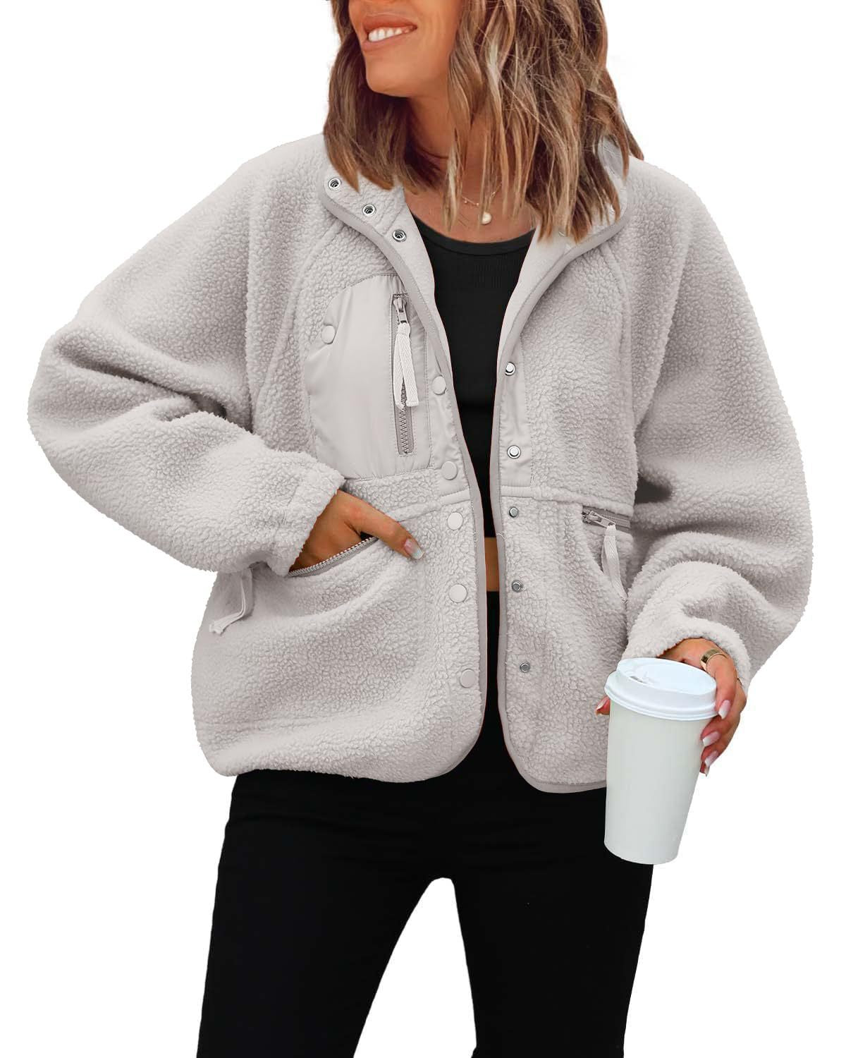 Women's Fleece Jacket Soft and Warm with Pockets