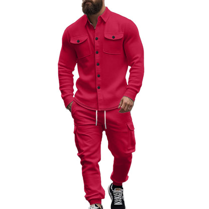Men's Casual Set: Comfortable Trousers & Casual Shirt