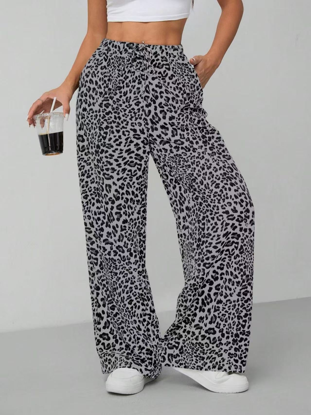 Women's Trousers Animal Print Wide Comfortable Style