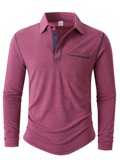 Men's Long-Sleeve Polo Shirt Elegant Sporty