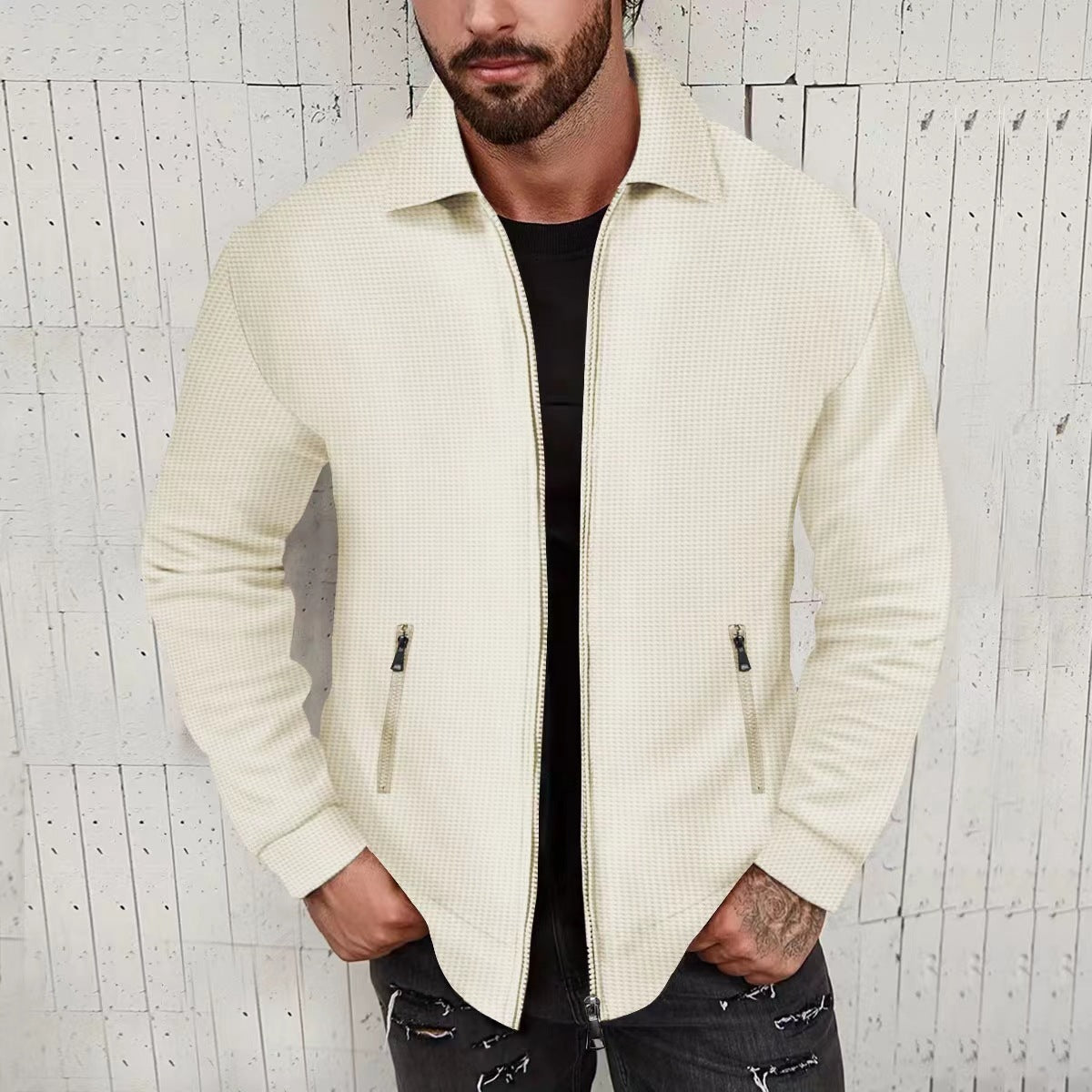 Men's Modern Structured Cardigan Optimal Zipper