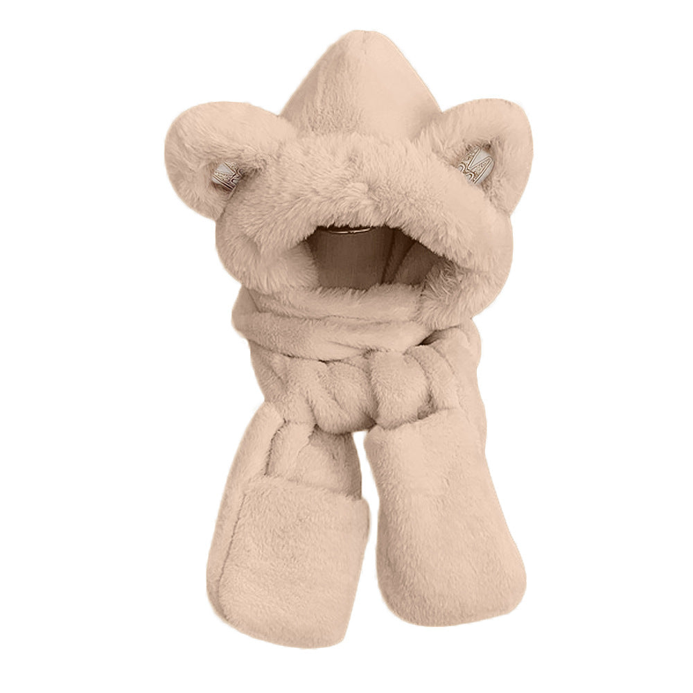 Women's Plush Scarf Hood Ear Protection Warm
