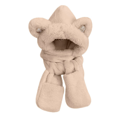 Women's Plush Scarf Hood Ear Protection Warm