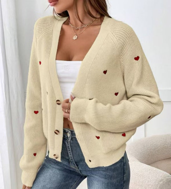Women's Cardigan Heart Pattern Casual Chic