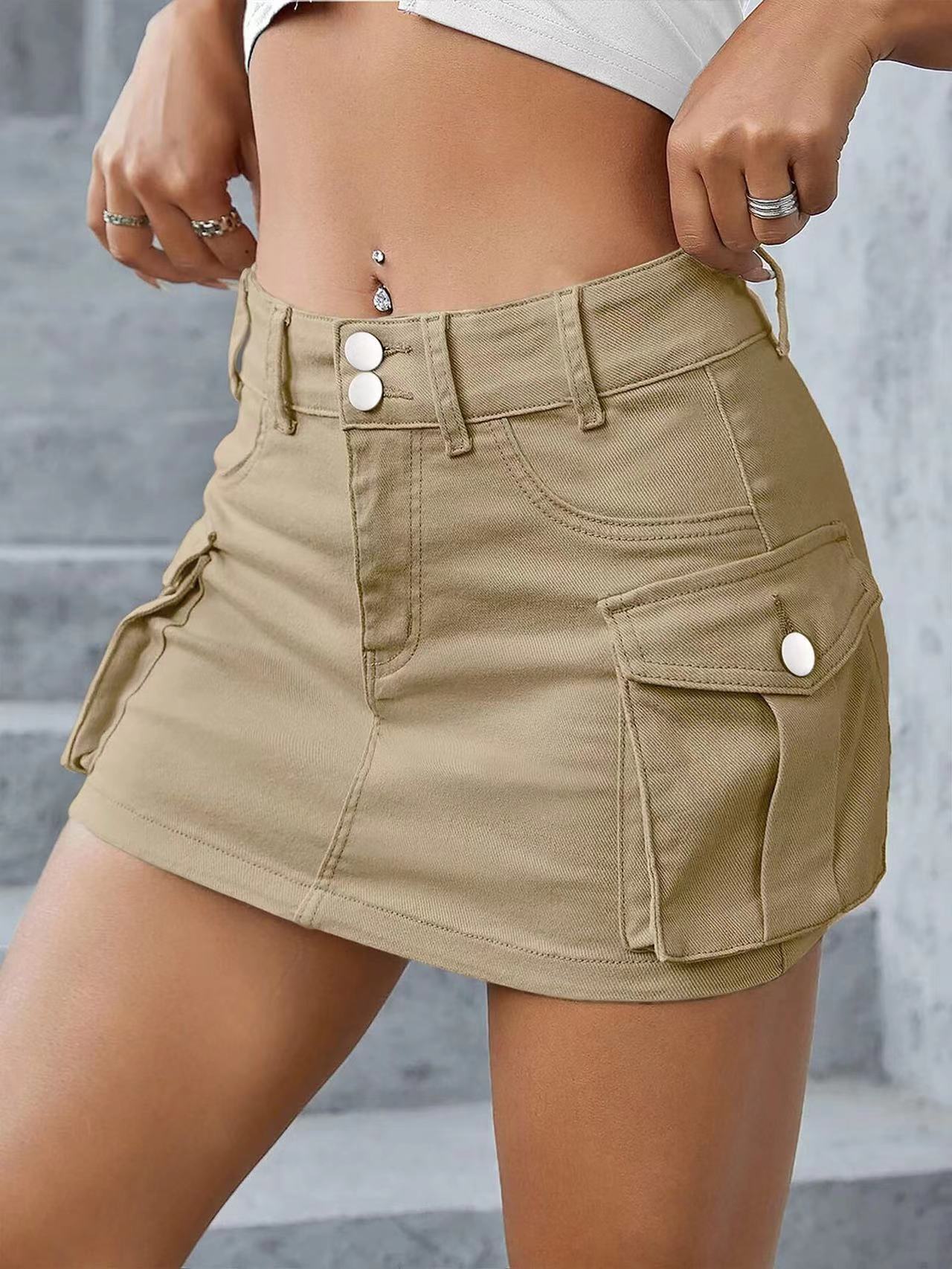 Women's Fashion Denim Cargo Pants with Multiple Pockets
