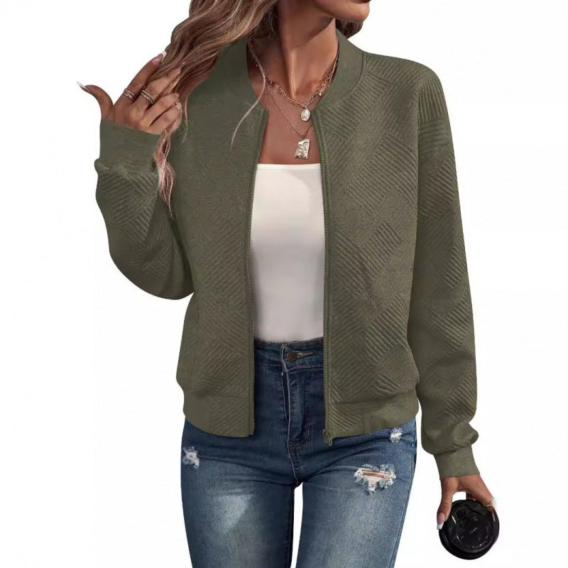 Women's Sweat Jacket Trendy Structured Design Zipper Pockets
