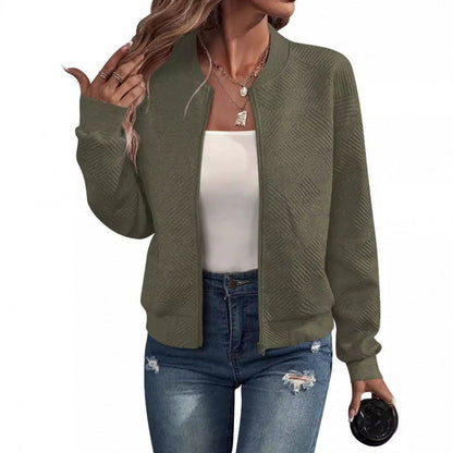Women's Sweat Jacket Trendy Structured Design Zipper Pockets