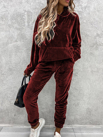 Women's Tracksuit Microfiber Hood Pockets Activewear